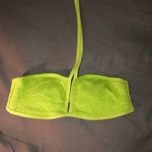 Neon green strapless bikini